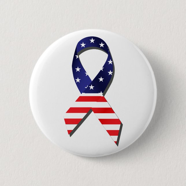 USA Ribbon 6 Cm Round Badge (Front)