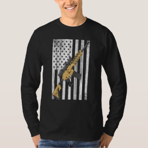 Usa Rifle Flag - Proud American Gun Owner - Machin T-Shirt