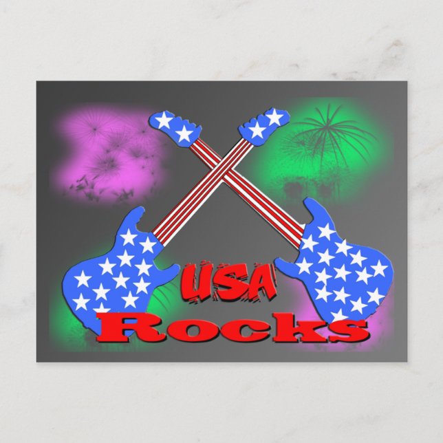 USA Rocks 4th Postcard (Front)