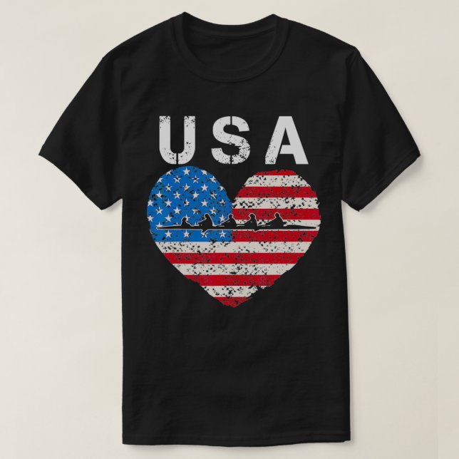USA Rowing team American  heart US crew men women  T-Shirt (Design Front)
