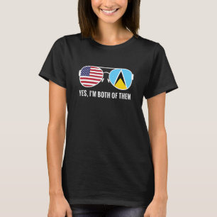 Usa Saint Lucia Flag Sunglasses Saint Lucian Ameri T-Shirt