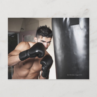 USA, Seattle, Portrait of young man boxing in Postcard