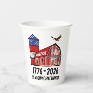 USA Semiquincentennial 250th Anniversary 1776–2026 Paper Cups