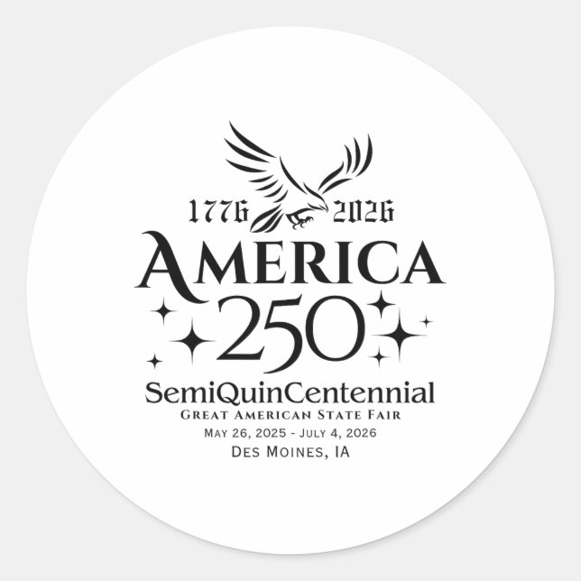 Usa Semiquincentennial 250th Anniversary America C Classic Round Sticker (Front)