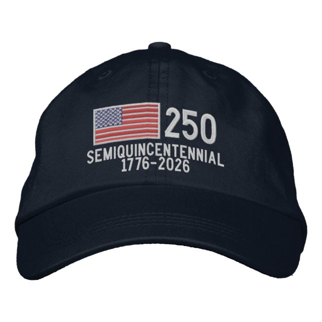 USA Semiquincentennial with American Flag  Embroidered Hat (Front)