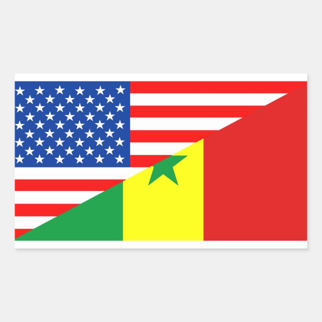 usa senegal country half flag america symbol rectangular sticker (Front)