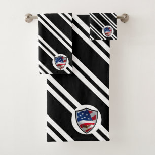Usa shield flag bath towel set