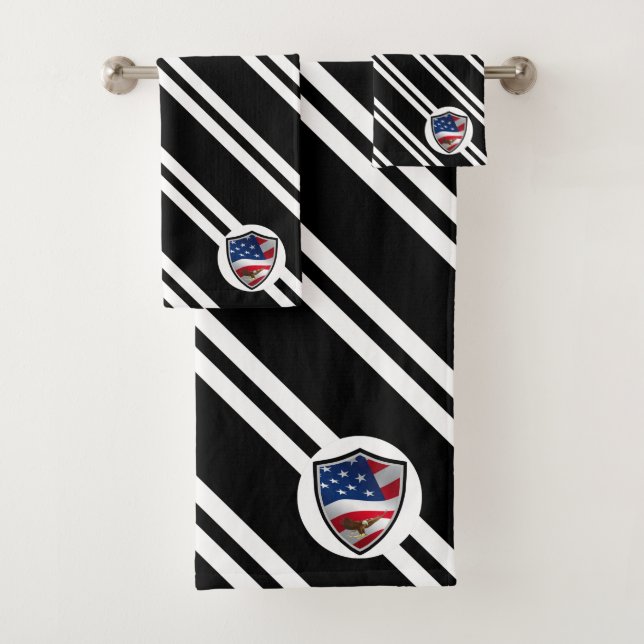 Usa shield flag bath towel set (Insitu)