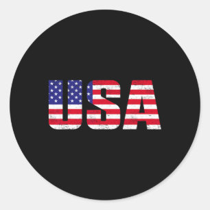 Usa Shirt Patriotic American Flag Men Women Kids B Classic Round Sticker