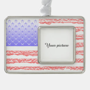 USA SILVER PLATED FRAMED ORNAMENT