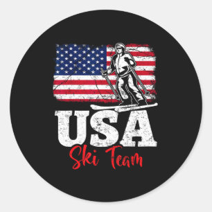 Usa ski team america skiing winter sports skiing classic round sticker