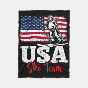Usa Ski Team America Skiing Winter Sports Us Skiin Fleece Blanket