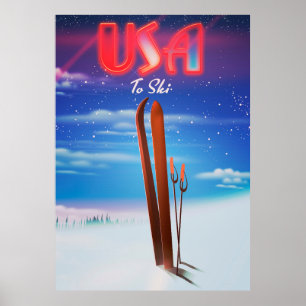 usa ski travel poster