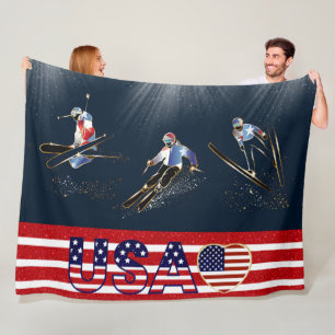 USA Skiing Fleece Blanket