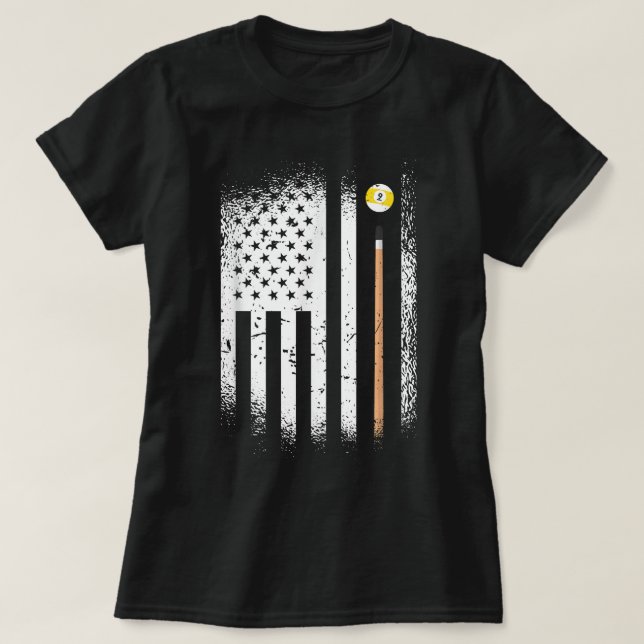 USA Snooker 9 Balls 8 Balls Billiard Players T-Shirt (Design Front)