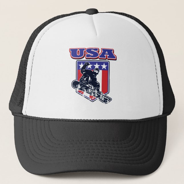 USA Snowboarder Trucker Hat (Front)