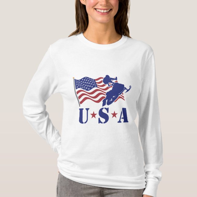 USA Snowmobile Long Sleeve T-Shirt (Front)