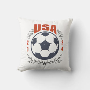 USA Soccer Ball 2024 Stars & Laurel Wreath Vintage Cushion
