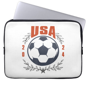 USA Soccer Ball 2024 Stars & Laurel Wreath Vintage Laptop Sleeve