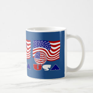 USA Soccer Ball and American Flag Coffee Mug