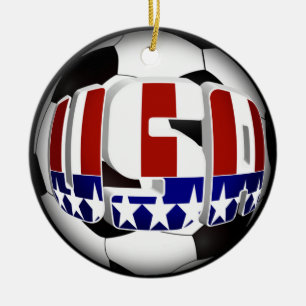 USA Soccer Ball Ceramic Tree Decoration