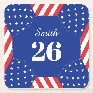 USA Soccer Ball Paper Coasters Custom Name Number