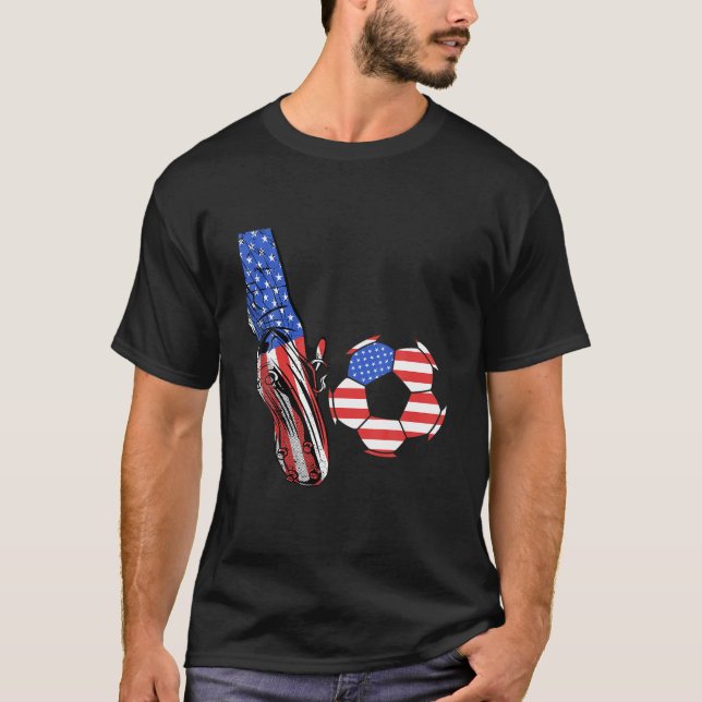 USA Soccer Ball Soccer USA American T-Shirt (Front)