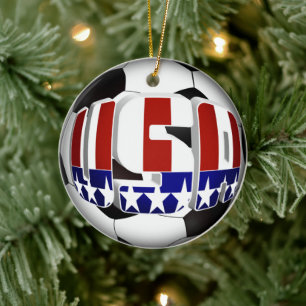 USA Soccer Ball Sports Ceramic Tree Decoration