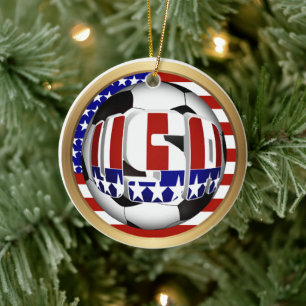 USA Soccer Ball Sports Ceramic Tree Decoration