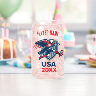USA Soccer Eagle National Team Patriotic Action Can Glass