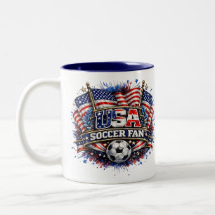 USA SOCCER FAN American Two-Tone Coffee Mug