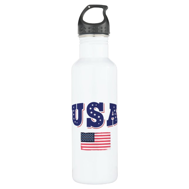 USA Soccer Fan Jersey Shirt American Flag 710 Ml Water Bottle (Front)