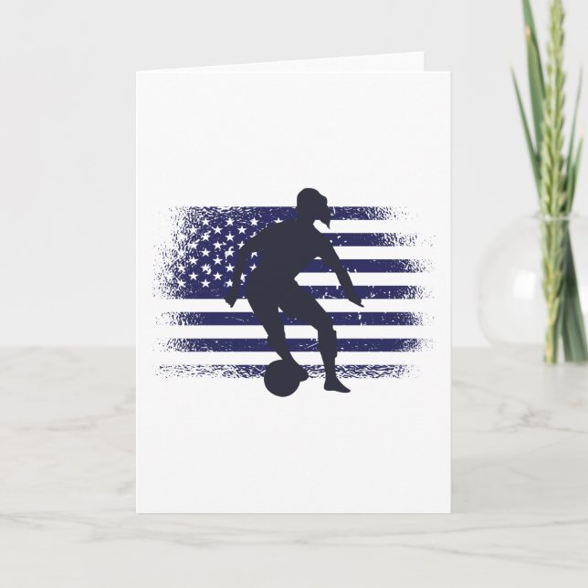 USA Soccer Fan Jersey Shirt American Flag Card (Front)