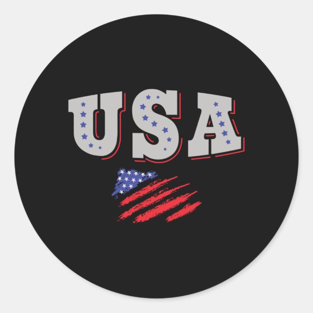 USA Soccer Fan Jersey Shirt American Flag Classic Round Sticker (Front)
