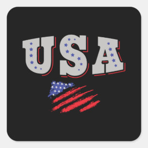USA Soccer Fan Jersey Shirt American Flag Square Sticker