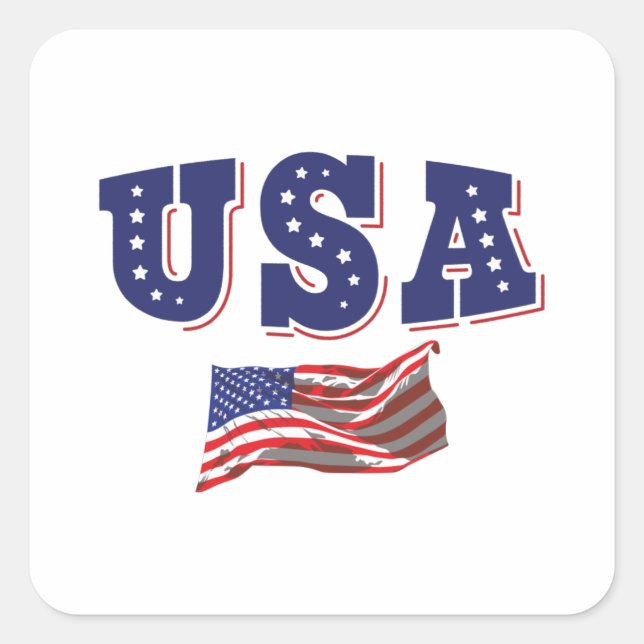 USA Soccer Fan Jersey Shirt American Flag Square Sticker (Front)
