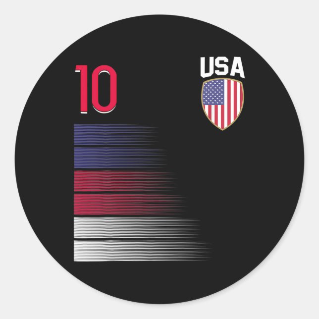 Usa Soccer Ll Flag Jersey  Classic Round Sticker (Front)