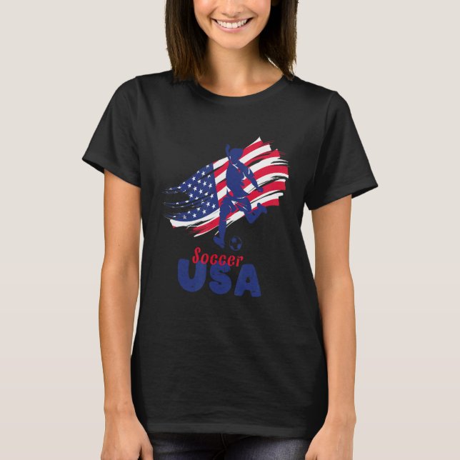 USA Soccer    player the Team   Soccer USA Flag T-Shirt (Front)