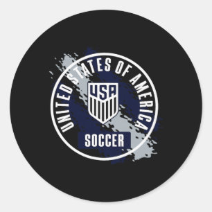 Usa Soccer Retro Paint Red Usmnt Officially Licens Classic Round Sticker
