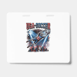 USA Soccer Skeleton Striker Nations Premium Sports ID Badge