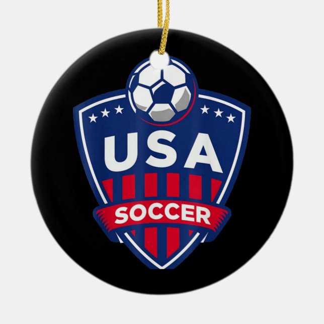 USA Soccer Team Ceramic Tree Decoration (Front)