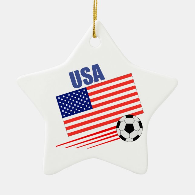 USA Soccer Team Ceramic Tree Decoration (Front)