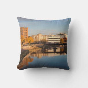 USA, South Dakota, Sioux Falls, City Skyline Cushion