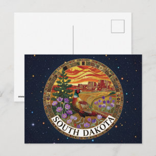 USA South Dakota state symbols Postcard