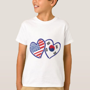 USA South Korea love hearts T-Shirt