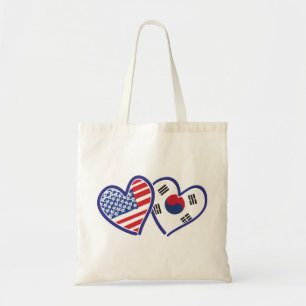 USA South Korea love hearts Tote Bag