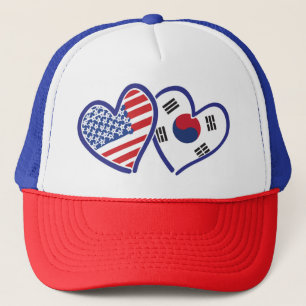USA South Korea love hearts Trucker Hat