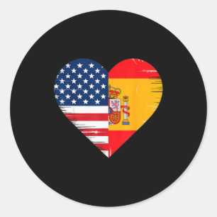 Usa Spain Heart - Dual Citizenship  Classic Round Sticker