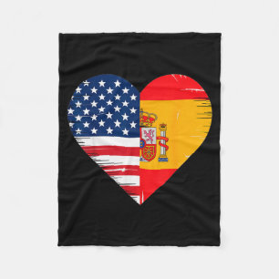 Usa Spain Heart - Dual Citizenship  Fleece Blanket