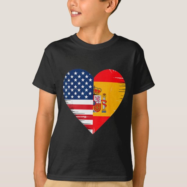 Usa Spain Heart - Dual Citizenship  T-Shirt (Front)
